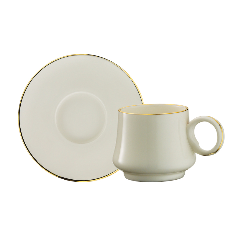 Sandro Moreno 1453 Line Gold Yüzük 12 Parça 6 Kişilik Kahve Fincan Takımı 90 ml - 2