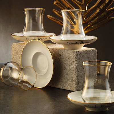 Sandro Moreno 1898 Line Gold 12 Parça 6 Kişilik Çay Seti 110 ml - SANDRO MORENO