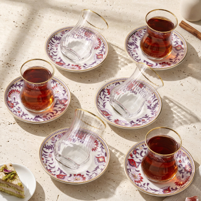 Sandro Moreno 1898 Mistik Optik Gold 12 Parça 6 Kişilik Çay Takımı 150 ml - SANDRO MORENO
