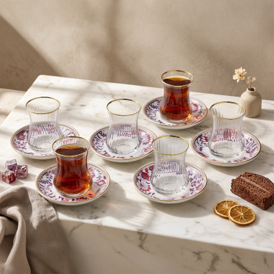 Sandro Moreno 1898 Mistik Gold Optik 12 Parça 6 Kişilik Çay Seti 150 ml - 2