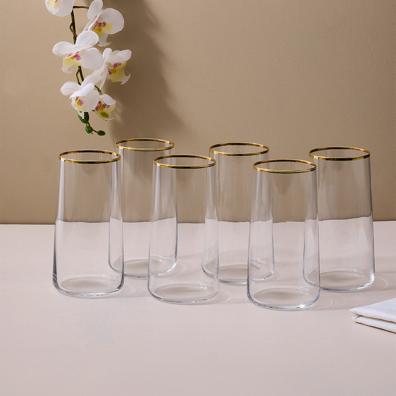 Sandro Moreno Dolce Vita 6'lı Meşrubat Bardağı Gold 540 cc - 1