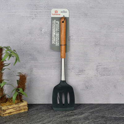 Tohana Ahşap Saplı Silikon Delikli Spatula - TOHANA