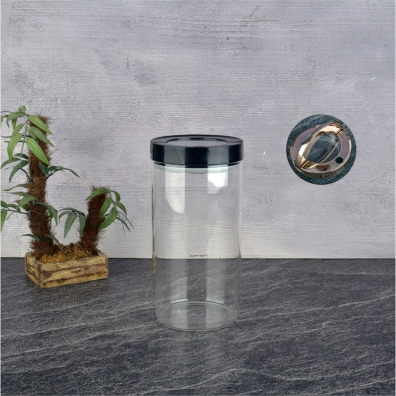 Tohana Vakumlu Cam Kavanoz 1650 ml Siyah - 1