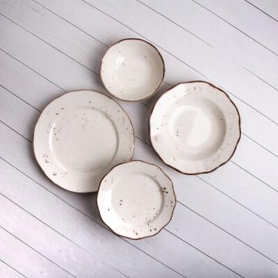 Tulu 24 Parça Yemek Seti Papatya Form R46 Krem - TULU PORSELEN