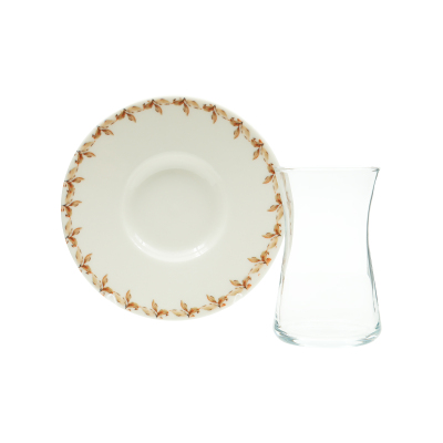 Tulu Heybeli 6 Kişilik 12 Parça Çay Seti 160 ml - TULU PORSELEN