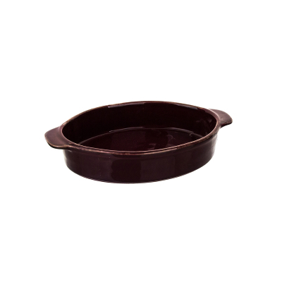 Tulu Küçük Oval Fırın Kabı Antik Mürdüm 22 - TULU PORSELEN