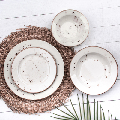 Tulu Lale Krem 24 Parça 6 Kişilik Yemek Takımı - TULU PORSELEN