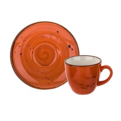Tulu Luna 4 Parça Kahve Seti Reactive 44 Turuncu - TULU