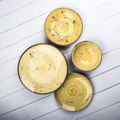 Tulu Porselen Reactiv Sarı 24 Parça Yemek Takımı - TULU