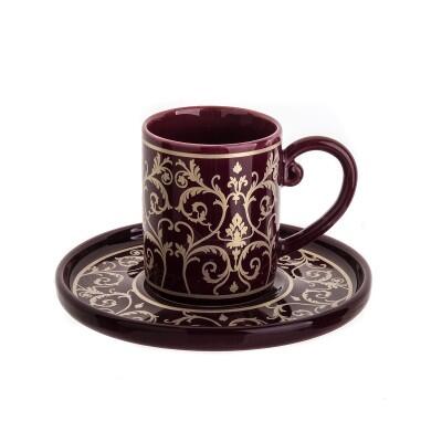 Tulu Porselen Semazen Form 6 Parça Türk Kahve Fincan Takımı - TULU