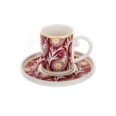 Tulu Red Flower 6 Kişilik Kahve Fincan Takımı - TULU PORSELEN