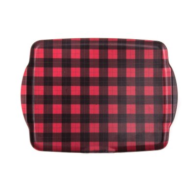 Ultraform Melamin Ekose Krmz Tepsı Kulplu 30X41Cm - ULTRAFORM