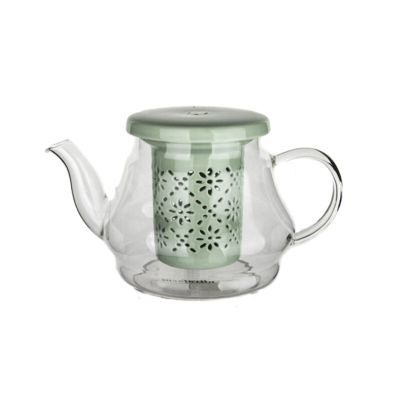 Ultraform Porselen Süzgeçli Kapaklı Demlik Yeşil - 1