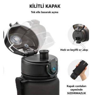 Uzspace Tritan Matara Açık Mavi 1000 ml - 3