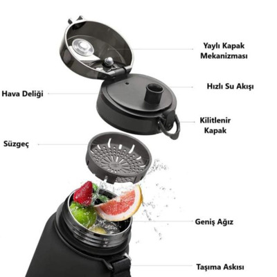 Uzspace Tritan Matara Açık Pembe 1000 ml - 4