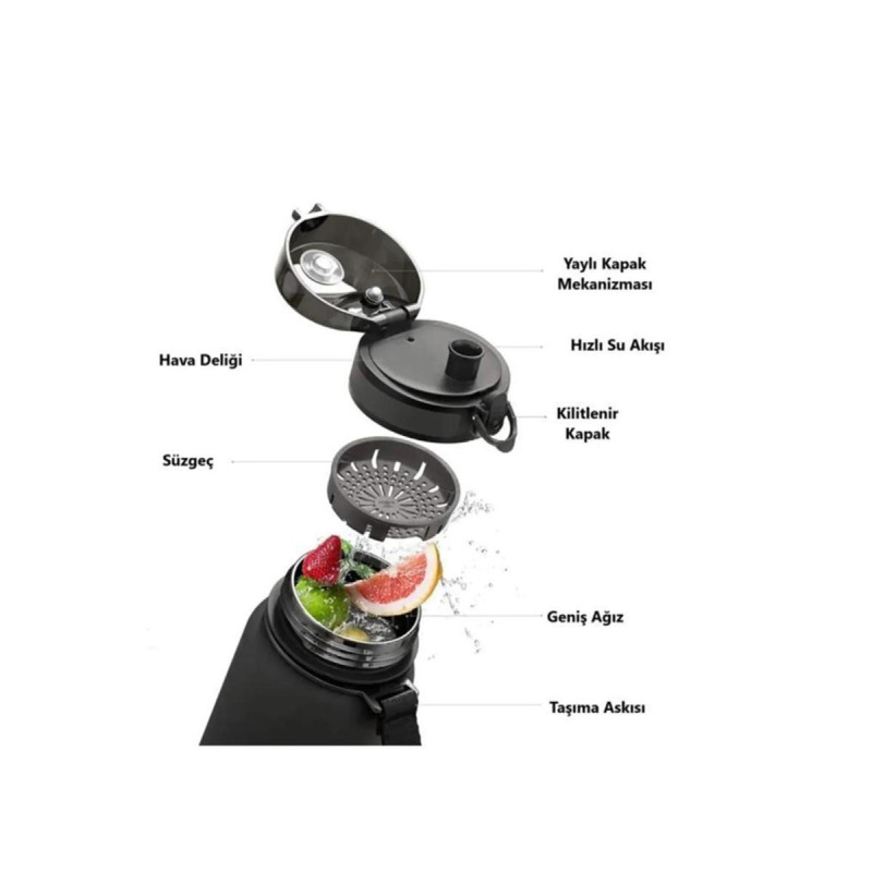 Uzspace Tritan Matara Dinamik Turuncu 1000 ml - 2