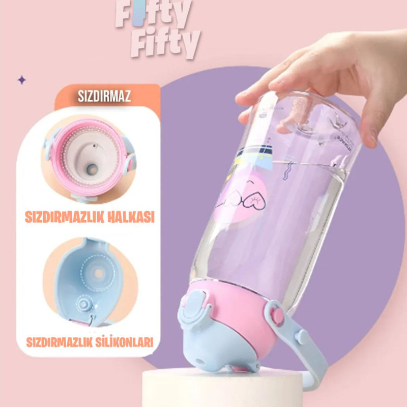 Uzspace Tritan Pipetli Çocuk Matarası Pembe 500 ml - 2