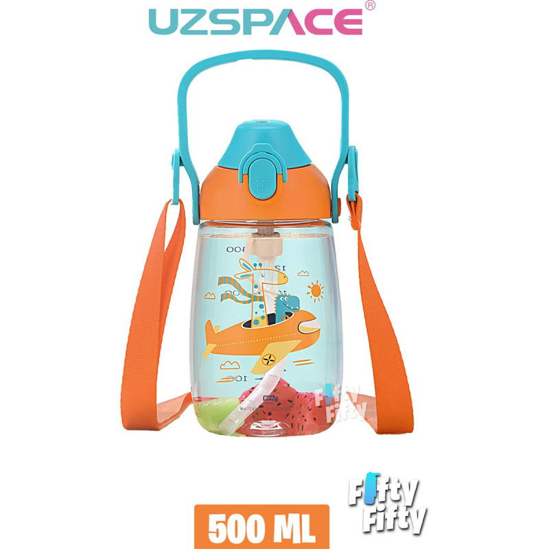 Uzspace Tritan Pipetli Çocuk Matarası Turuncu 500 ml - 1