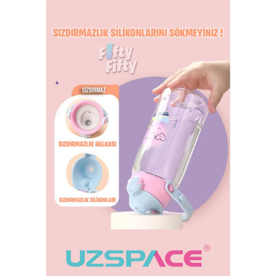 Uzspace Tritan Pipetli Çocuk Matarası Turuncu 500 ml - 2