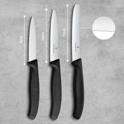 Victorinox Soyma Bıçak Seti 3'lü Siyah - 2