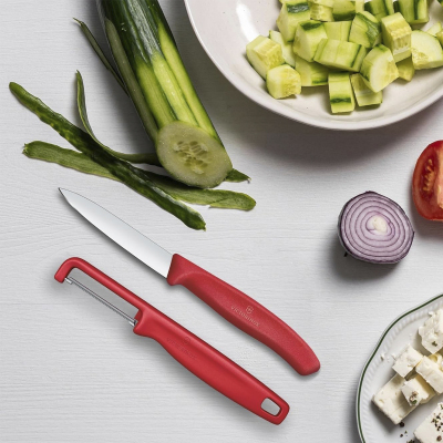 Victorinox Soyma Bıçak + Soyacak Seti Kırmızı - VICTORINOX