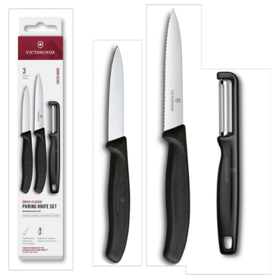 Victorinox Soyma Bıçak Ve Soyacak Seti Siyah 3’lü - VICTORINOX