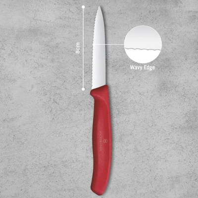 Victorinox Swiss Classic Sivri Uçlu Tırtıklı Soyma Bıçak Kırmızı 8 cm - 3