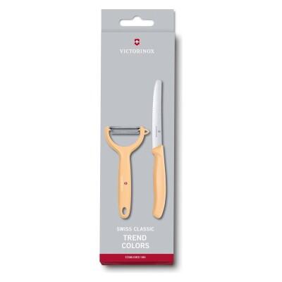 Victorinox Swiss Classic Soyma Bıçağı+Soyacak Set, Açık Turuncu - 2