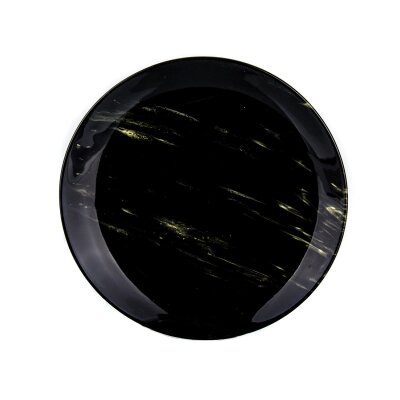 Yegane 19 Cm Klasik Düz Tabak Antik Ebru Siyah Sarı - YEGANE