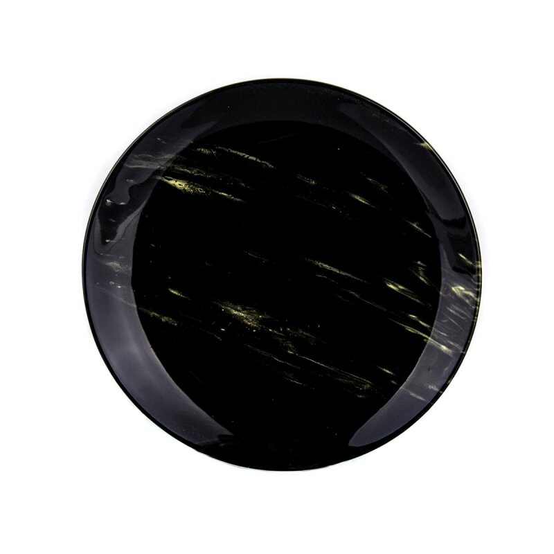 Yegane 19 Cm Klasik Düz Tabak Antik Ebru Siyah Sarı - 1